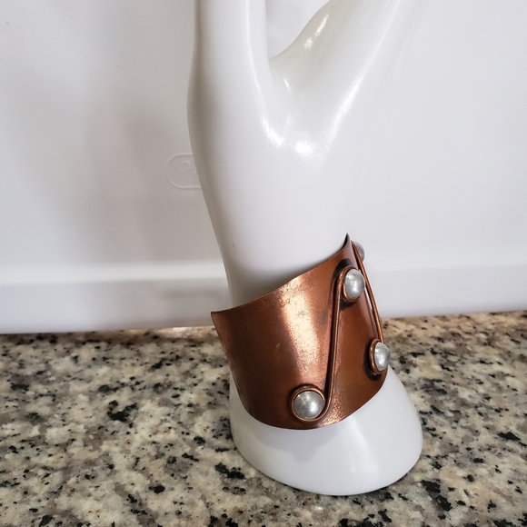 Modernist Copper Silver Cuff Rare Renoir Cuff Bracelet - Picture 6 of 7